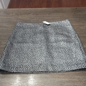 LOFT Metallic Silver Mini Skirt with Black Fleck Pattern